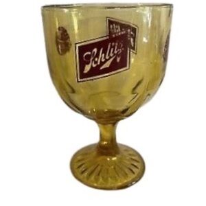 Vintage 1970’s Schlitz Amber Thumb Print Beer Goblet